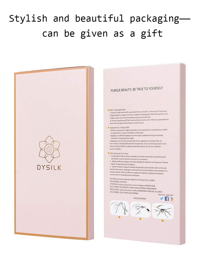 DYSILK Lashes False Eyelashes - Mink Lashes 5 Pairs 6D Faux Eyelash - Wispy Eyelashes Fluffy Strip Lashes Fake Eyelashes Reusable Lash Extension Kit | 15.5mm - Image 4